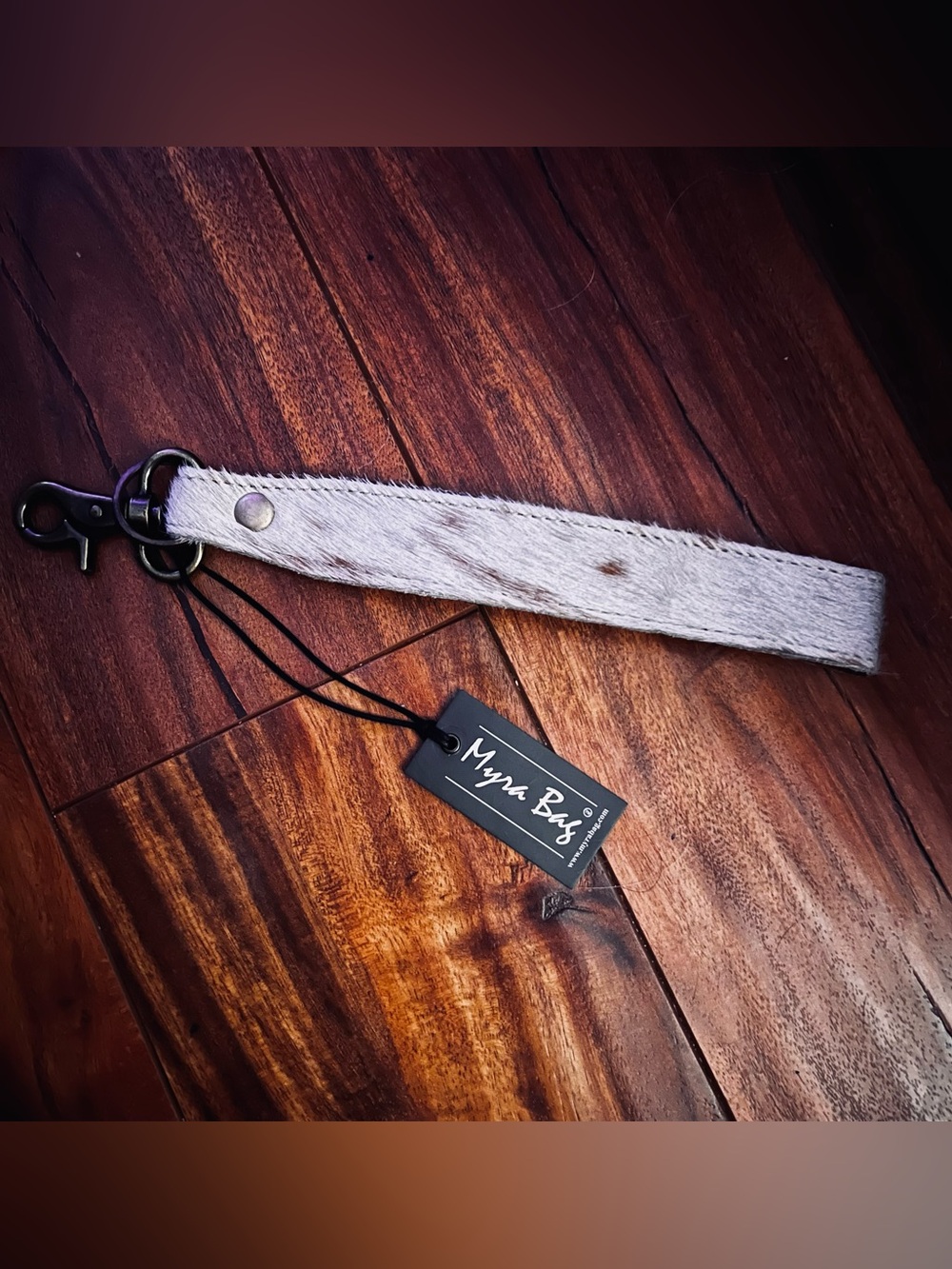 Myra Bag Light Gray Haircalf Leather Strap with Metal Rings